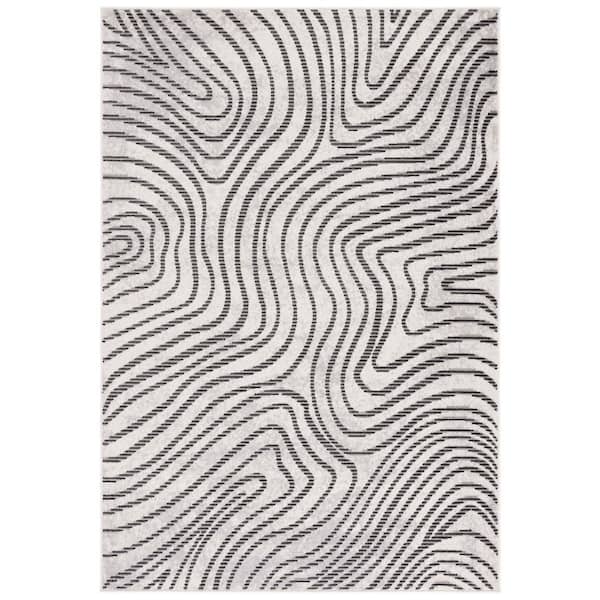 Temple 8 ft. x 10 ft. Ivory/Gray Contour Area Rug