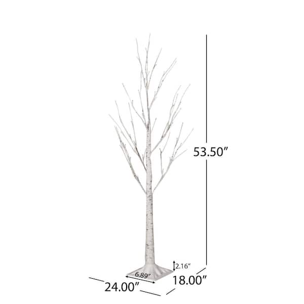 Noble House Frances Pre-Lit 4' Artificial Twig Birch Tree with 48 White LED  Lights, White 