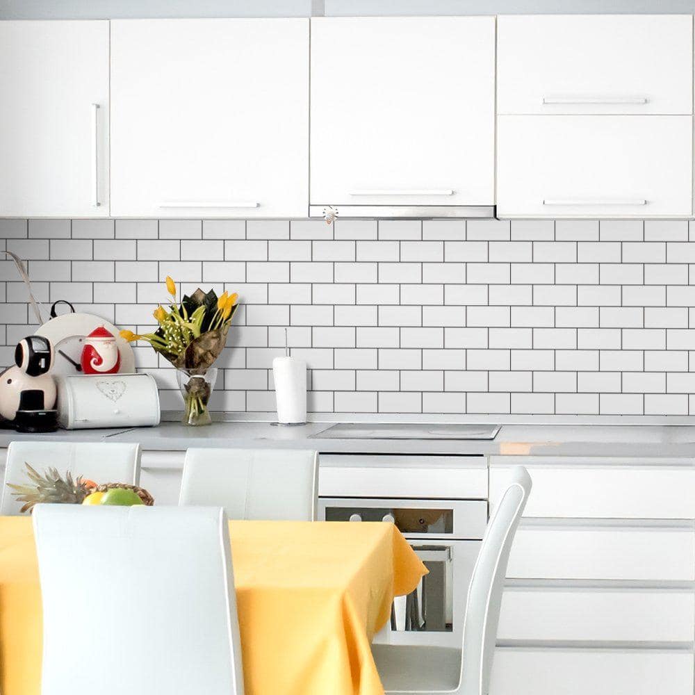 12'' x 12'' White Vinyl Peel and Stick Subway Tile