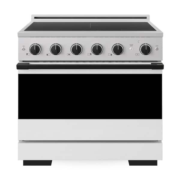 Autograph 36 in. 5.2 cu. ft. Marino Freestanding Induction Range with 5 Burners and Black Accents with White Door