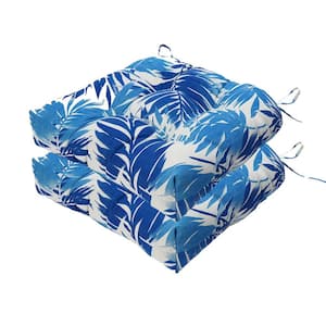 18 in. W x 5 in. H Blue Outdoor Chair Cushions Thickened Seat Cushions with Ties, Patio Chair Pad (Set of 2)