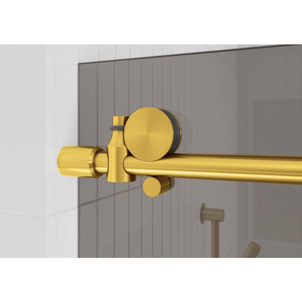 Equinox 56 - 60 in. x 60 in. Fully Frameless Gray Tinted Sliding Bathtub Door