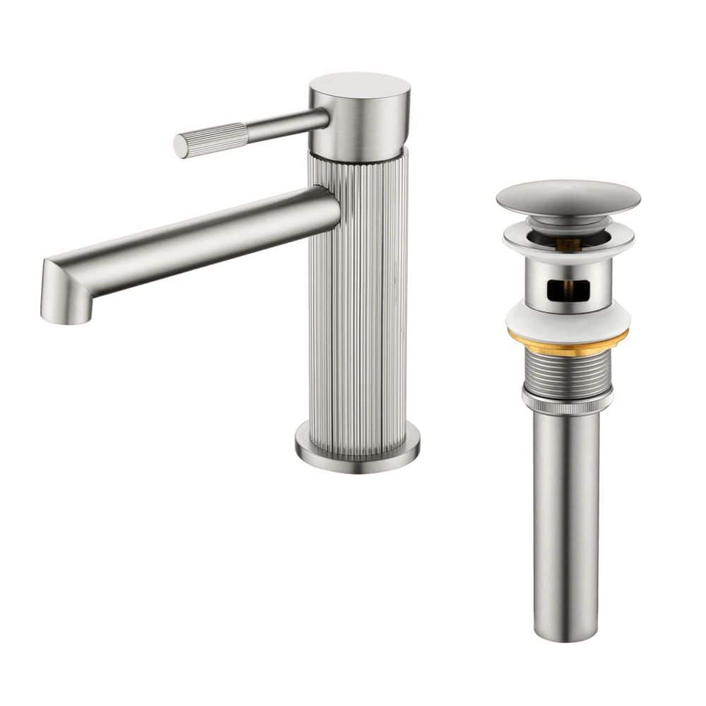 Single Handle Single Hole Bathroom Faucet with Pop-Up Drain Assembly Brass Bathroom Vanity Taps in Brushed Nickel price history on PriceWatchPro