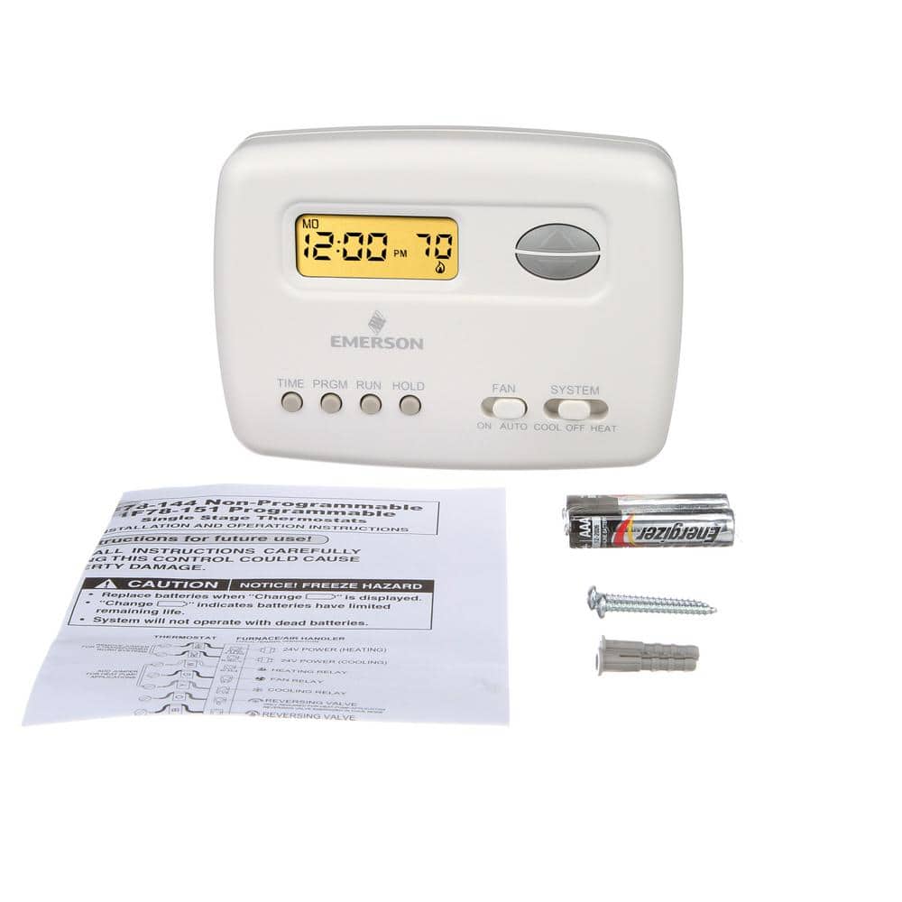 White Programmable Digital Thermostat with Backlit Display