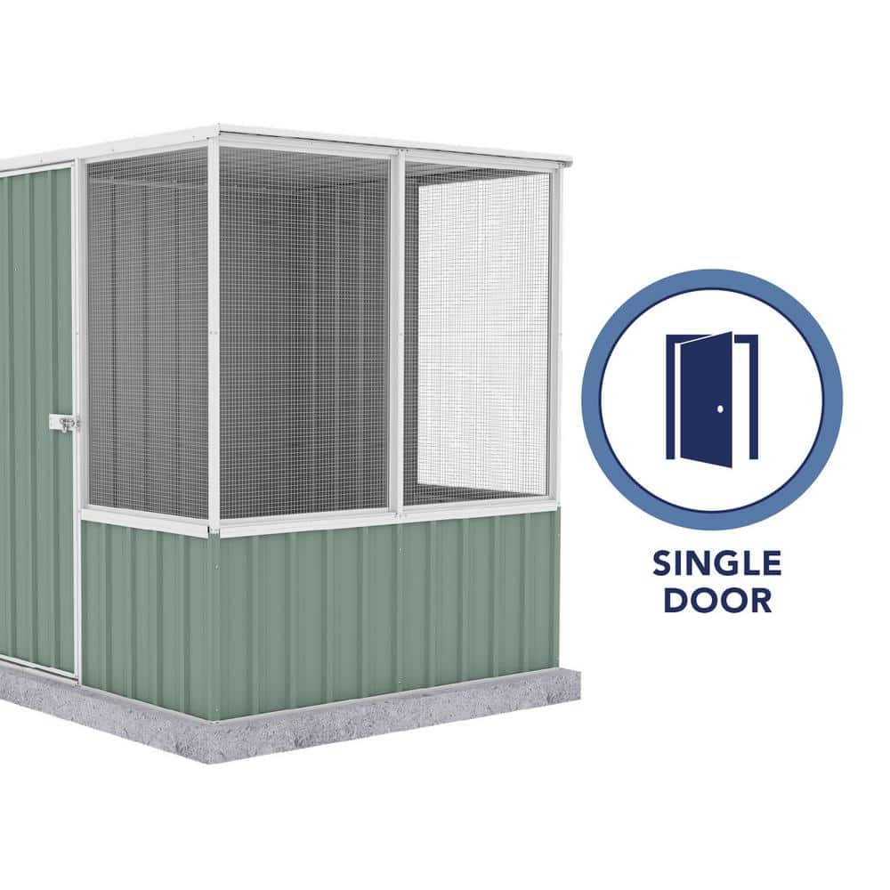 Pale Eucalypt Galvanized Steel 5'x5' Chicken Coop with Mesh Panels
