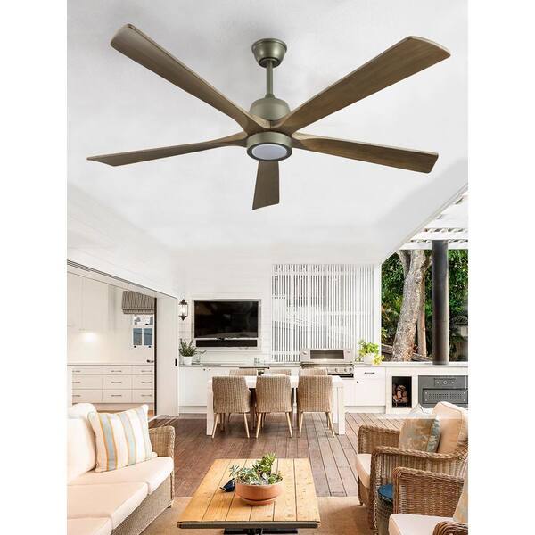 Latepis 58.8 in. Indoor Olive Green Wood Ceiling Fan with
