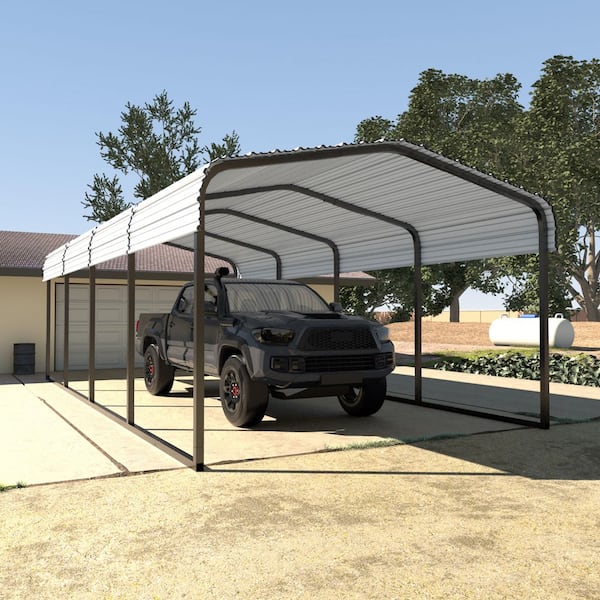 12 ft. W x 20 ft. D Carport Steel Car Canopy and Shelter, White