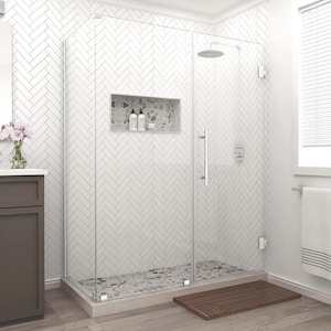 Bromley 62.25 in. to 63.25 in. x 38.375 in. x 72 in. Frameless Corner Hinged Shower Enclosure in Chrome