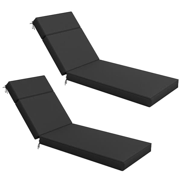 WNP 80 in. x 26 in. x 4 in. (2-Pack) Outdoor Water-Resistant Replacement Chaise Lounge Seat Cushion Black