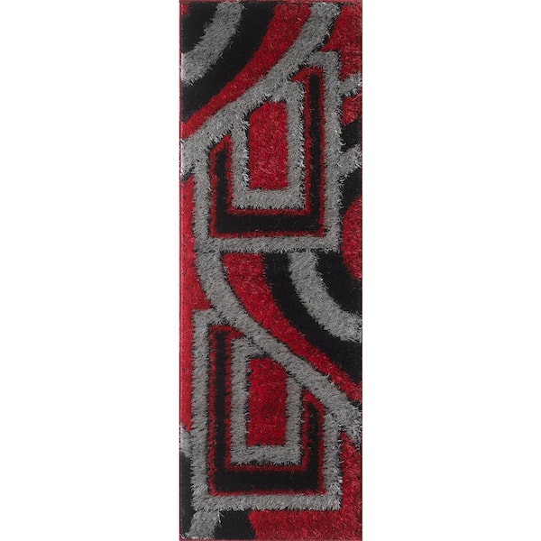 L'Baiet Dolly Red Shag 2 ft. x 8 ft. Runner Rug