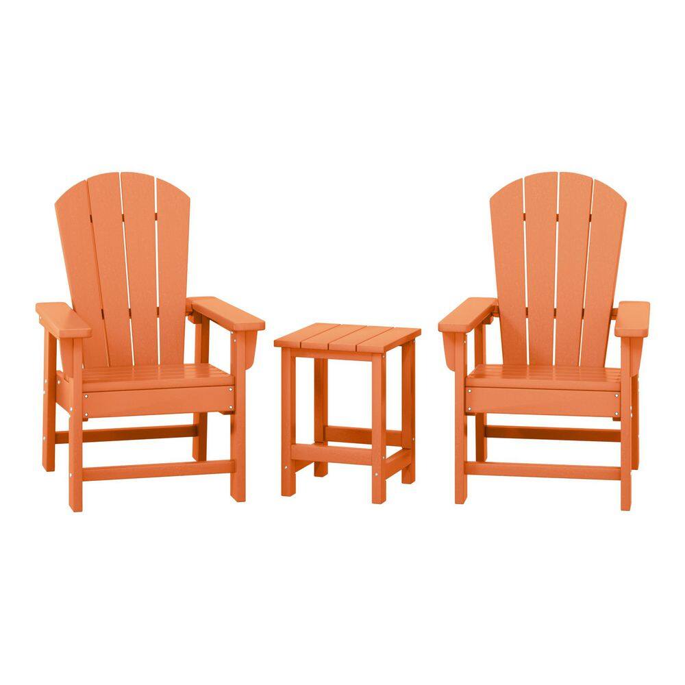 Children's Laguna 3-Piece Square Plastic Top Orange Kids Adirondack Chair with Side Table Patio Conversation Set price history on PriceWatchPro