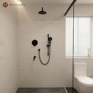 Retro Series 3-Spray Patterns with 1.8 GPM 8 in. Rain Wall Mount Dual Shower Heads Handheld and Spout in Oil-Rub Bronze