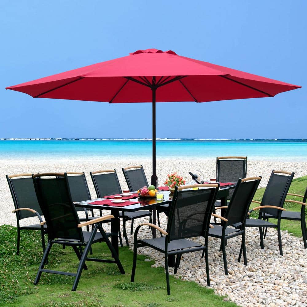 11 ft. Steel Market Round Patio Umbrella in Red price history on PriceWatchPro