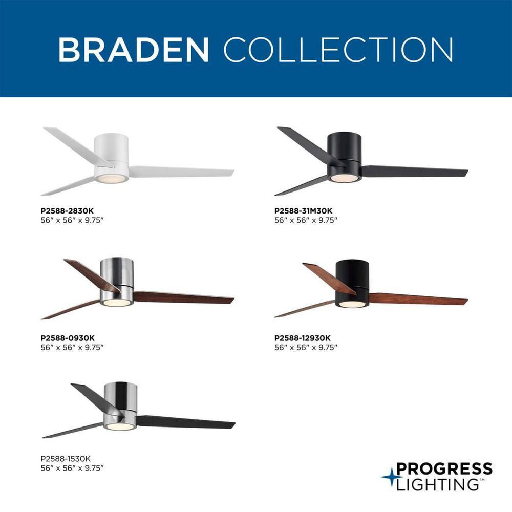 Braden 56'' Satin White LED Hugger Ceiling Fan with Remote