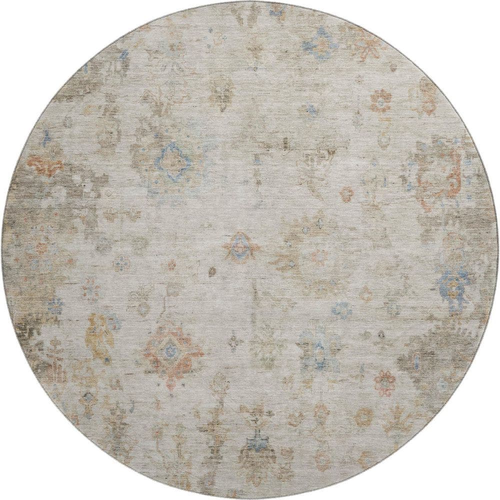 Mayfield Premium Machine Washable Abstract AMF2301 Ivory 8 ft. x 8 ft. Round Rug price history on PriceWatchPro