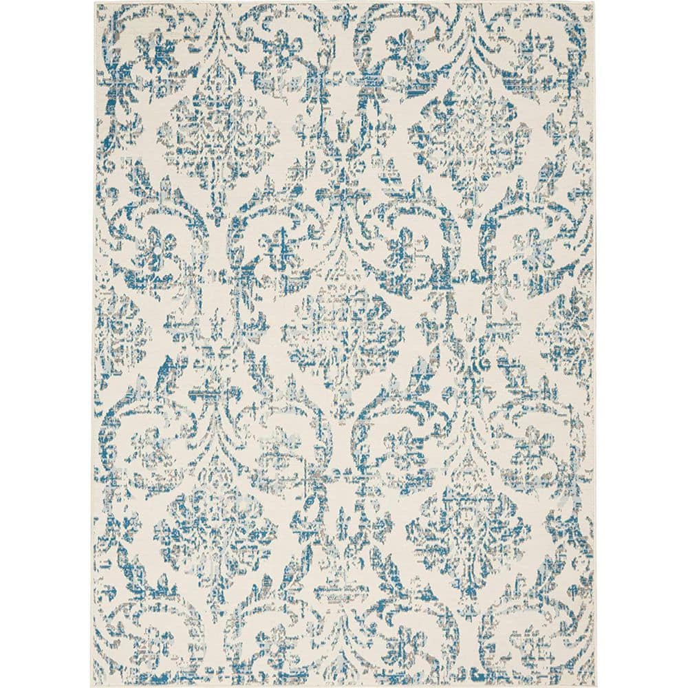 Light Blue Polypropylene 4 ft. x 6 ft. Geometric Indoor Area Rug