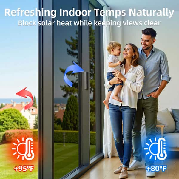 28 in. W x 79 in. L Heat Blocking Anti UV Daytime Blackout Decorative Window Film with One Way Reflective, Medium Gray