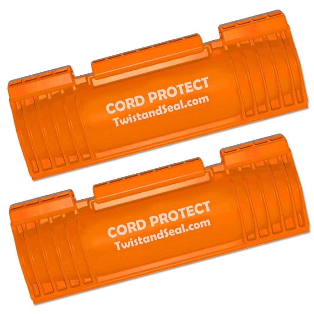 Twist and Seal Cord Protect - Outdoor Extension Cord Cover and Plug Protection - Orange (2 Pack)