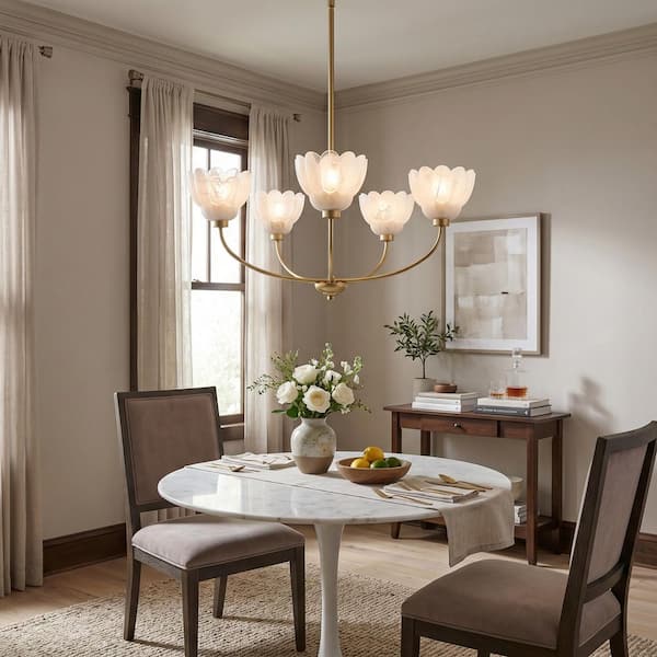 Quoizel Whitecap 5-Light Brushed Gold Chandelier with Alabaster