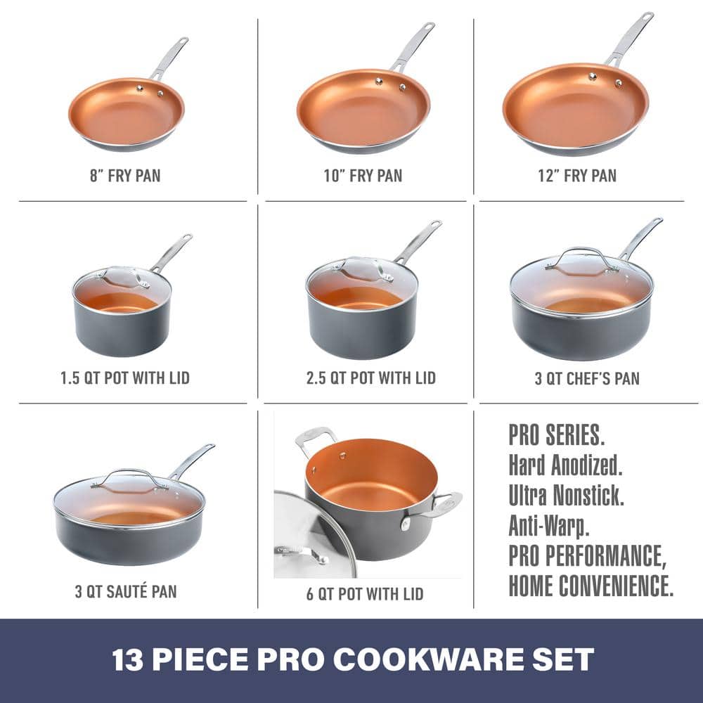 13-Piece Copper and Black Nonstick Aluminum Cookware Set