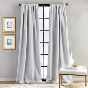 Grey Solid Rod Pocket Room Darkening Curtain - 52 in. W x 63 in. L
