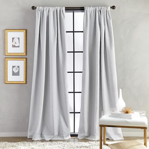 Unbranded Grey Solid Rod Pocket Room Darkening Curtain - 52 in. W x 63 in. L