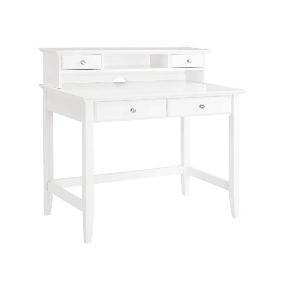 CROSLEY FURNITURE 54 in. Rectangular White 4 Drawer Computer Desk with Hutch KF65004WH - The Home Depot