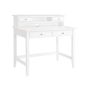 54 in. Rectangular White 4 Drawer Computer Desk with Hutch