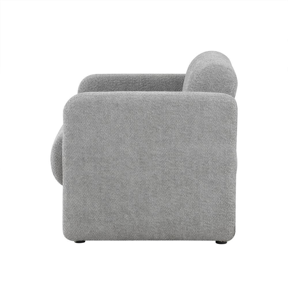 Gray Boucle Barrel Accent Chair with Wood Frame