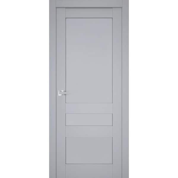 Sartodoors 7411 36 in. x 84 in. Left-Hand/Inswing Solid Wood Matte Grey Single Prehung Interior Door with Hardware