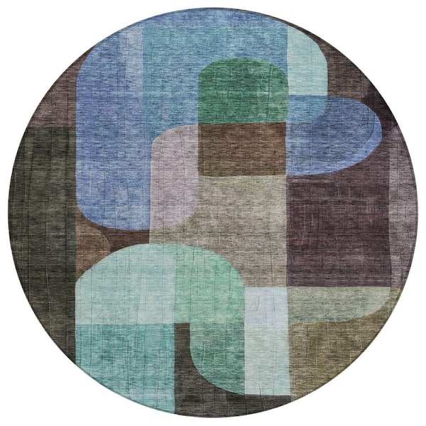 Chantille Machine Washable Indoor/Outdoor Abstract ACN1122 Brown 8 ft. x 8 ft. Area Rug