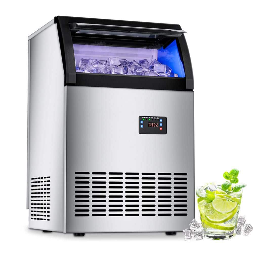 18.78 in. 120 lbs./Day Crystal Clear Commercial Freestanding/Built-In Full Size Cubes Ice Maker Ice in Stainless Steel
