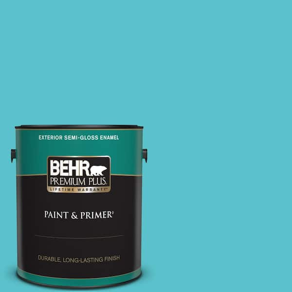 BEHR PREMIUM PLUS 1 gal. #510B-5 Jamaican Sea Semi-Gloss Enamel Exterior Paint & Primer