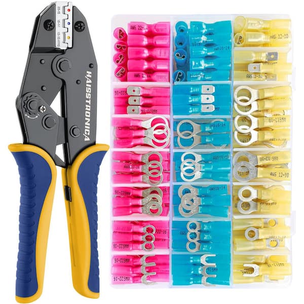 280 Pieces AWG 22-10 Crimping Tool for Heat Shrink Connectors, Marine Grade Heat Shrink Wire Connectors