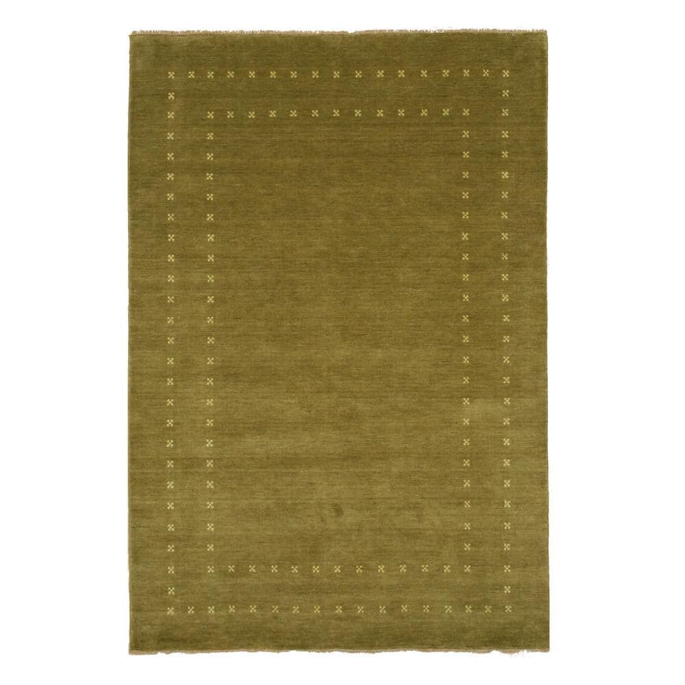 Green Hand-Knotted Wool 9' x 12' Area Rug