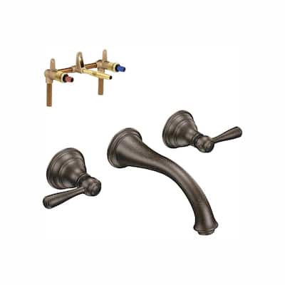 Bathroom Sink Faucets, Triton Wall Mount Bathroom Faucet Lever Handles Oil Rubbed Bronze