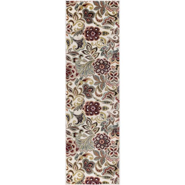 Deco Abstract Ivory 2 ft. x 8 ft. Indoor Runner Rug