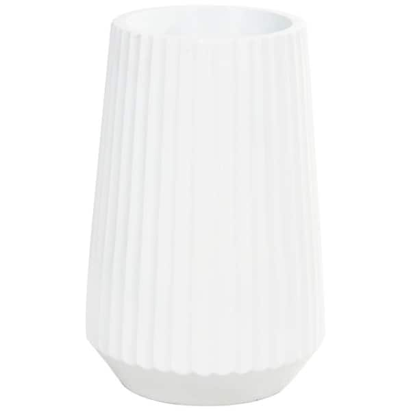 Litton Lane 24 in. White Large Ribbed Floor Resin Decorative Vase ...