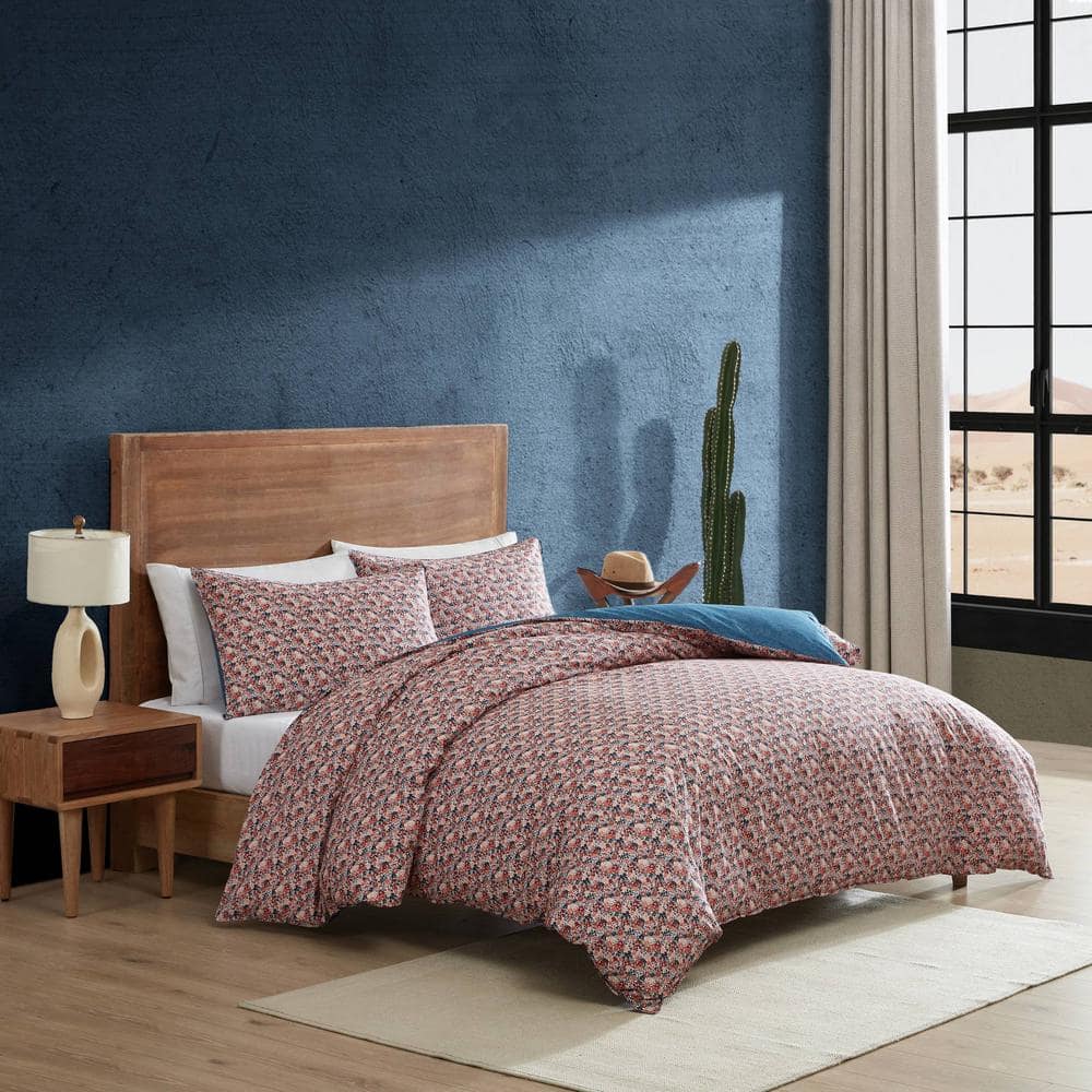 King Multicolor Cotton Floral Quilted Duvet Cover Set