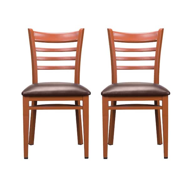 Galina Honey Brown Faux Leather Dining Side Chair (Set of 2)