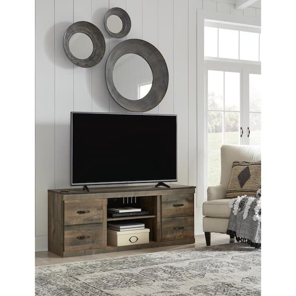 Signature DESIGN BY ASHLEY Trinell Brown TV Stand Fits TV's up to 69 in. with Shelf