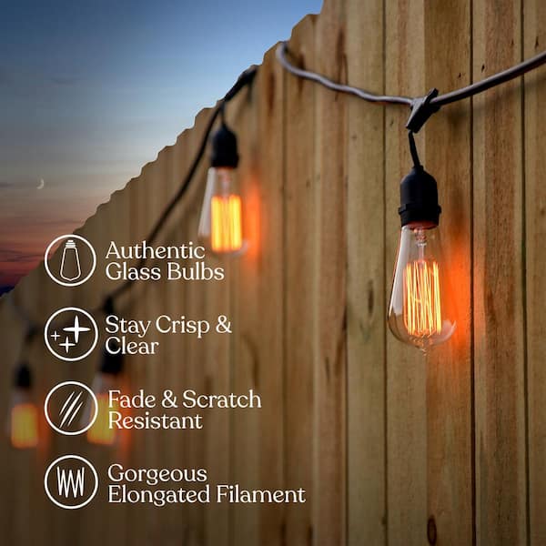 Reviews for Brightech Ambience Pro 15 Light 48 ft. Outdoor Plug in 40W Incandescent ST64 Hanging Vintage Edison Bulb String Light Pg 5 The Home Depot