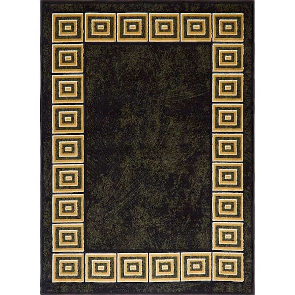 Optimum Eros Black/Beige 4 ft. x 5 ft. Geometric Area Rug