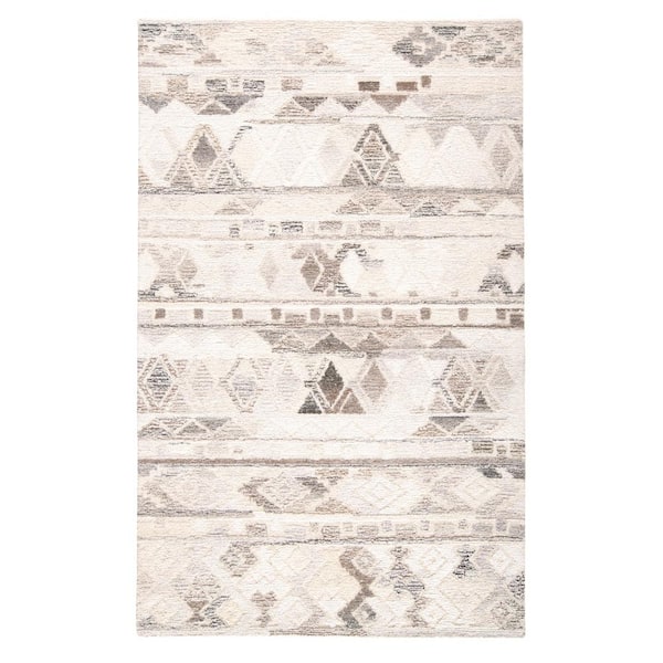 HomeRoots Beige Ivory and Gray Geometric 8 ft. x 10 ft. Area Rug