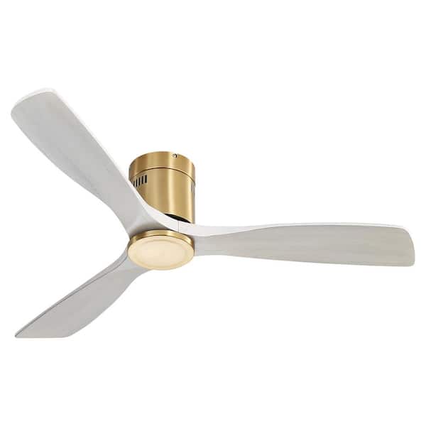Nestfair 52 in. Low Profile Integrated LED Indoor Gold Ceiling Fan with Remote