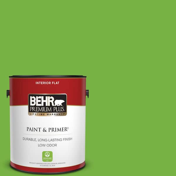 BEHR PREMIUM PLUS 1 gal. #S-G-430 Sparkling Apple Flat Low Odor Interior Paint & Primer