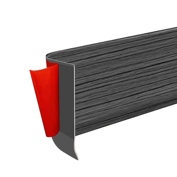 0.47 in. D x 4 in. W x 20 ft. L Self-Adhesive PVC Flexible Baseboard Moulding Trim, Gray Wood Grain