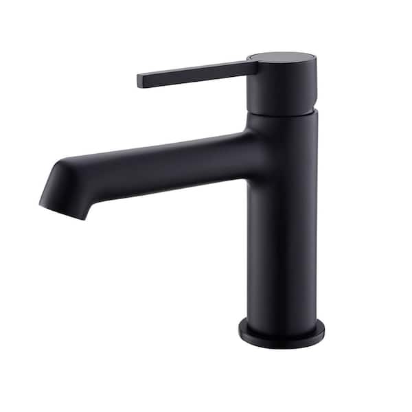 AIMADI Single Handle Single Hole Bathroom Faucet Modern Deck Mounted Brass Bathroom Sink Taps in Matte Black