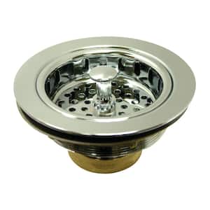Made To Match 3-1/2 in. x 2-5/16 in.Brass Kitchen Sink Basket Strainer in Polished Chrome