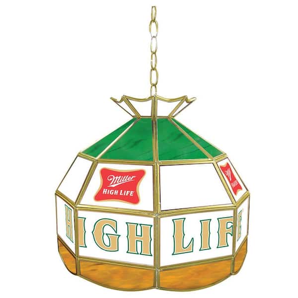 Trademark Global Miller High Life 16 in. Stained Glass Billiard Hanging Tiffany Light